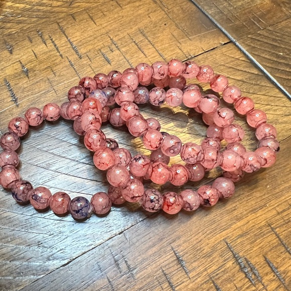 Elegant Pink and Purple Glass Beaded Bracelets - Lot 600 - Picture 2 of 2